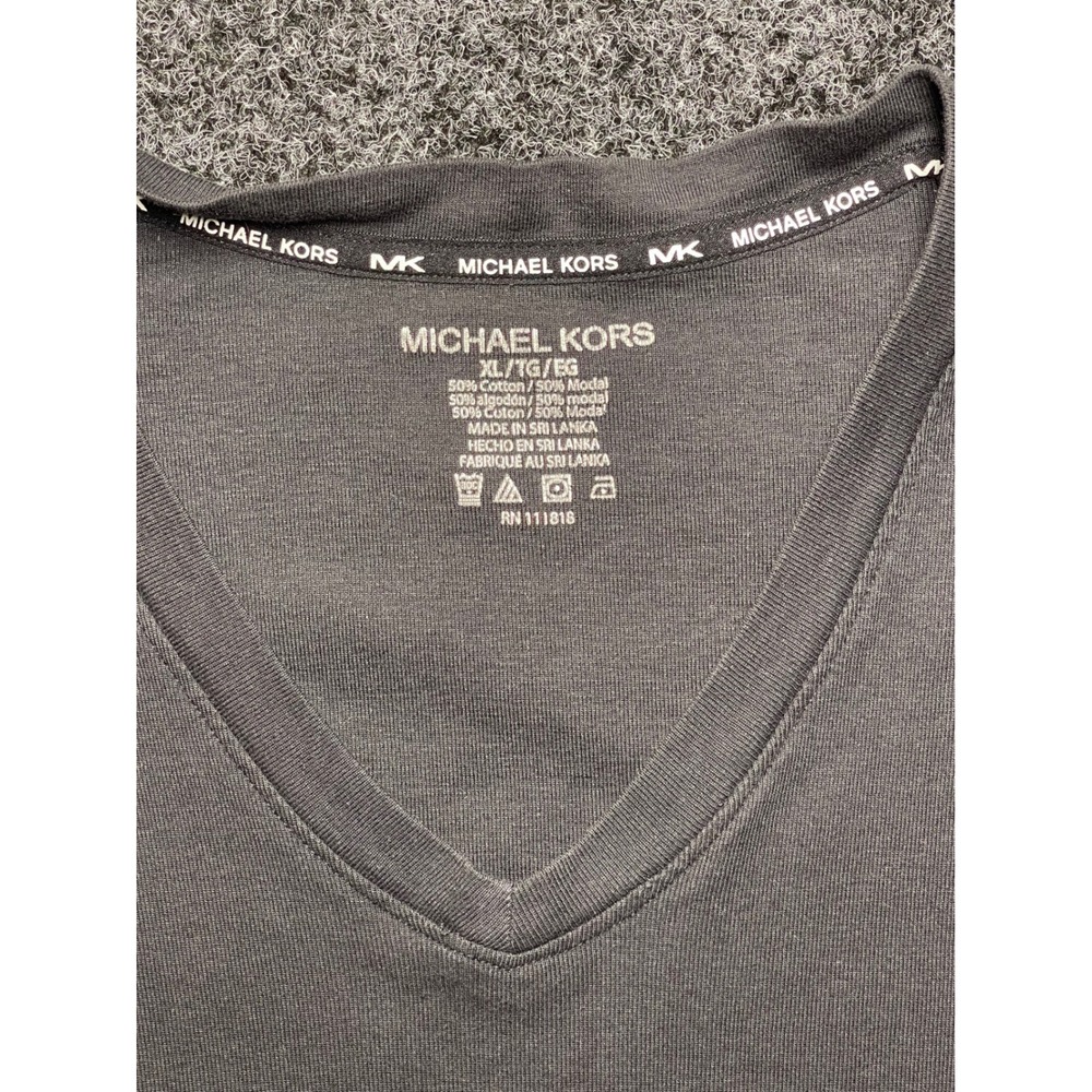 Michael Kors Mens Charcoal Gray V-Neck T-Shirt Cotton Modal XL RN111818 - Picture 2 of 8